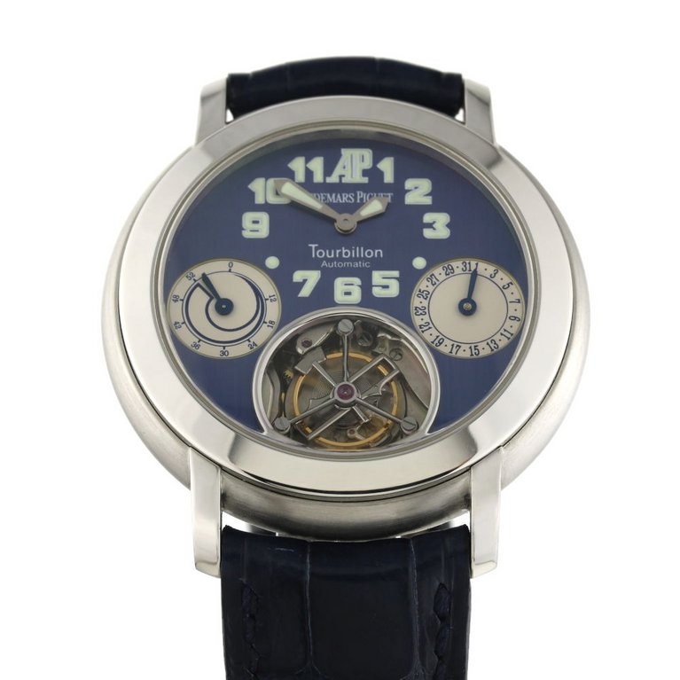 Audemars Piguet Jules Audemars Tourbillon Platinum back winder blue dial very rare